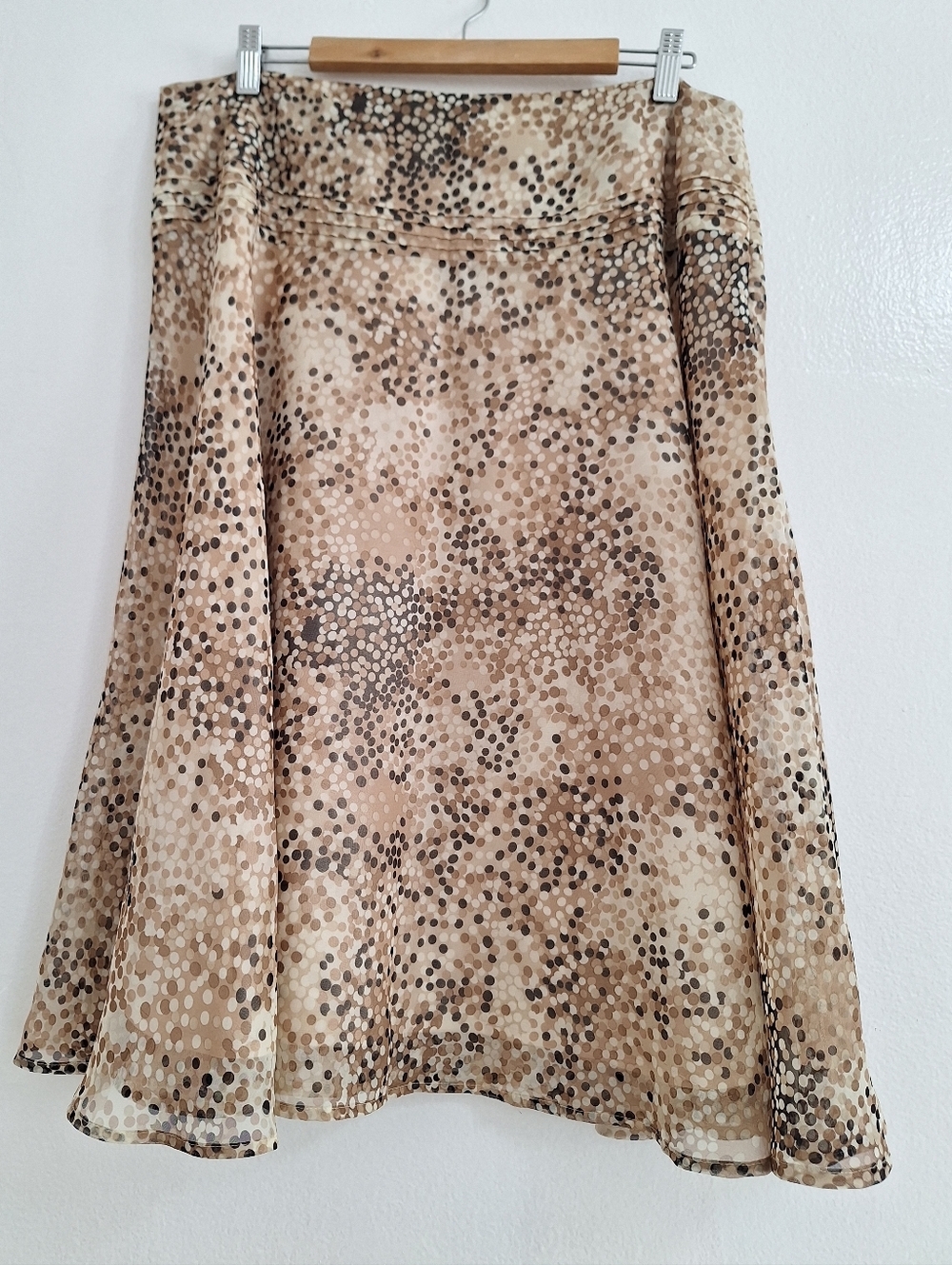 BIACCI Beige Polka Dot A-Line Midi Skirt
